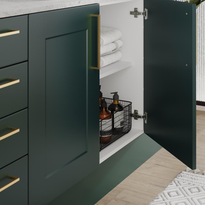 Chelford Fir Green Bathroom Open Cabinet Cameo