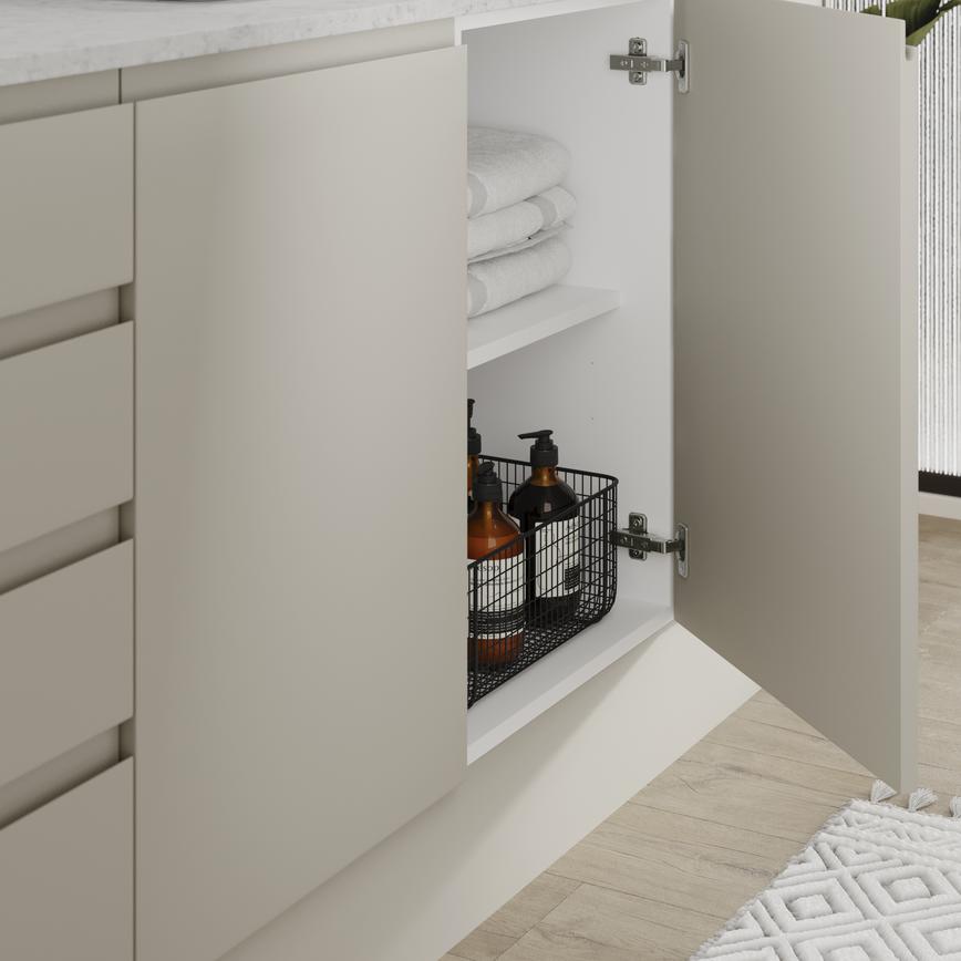 Clerkenwell Super Matt Sandstone Bathroom Open Cabinet Cameo
