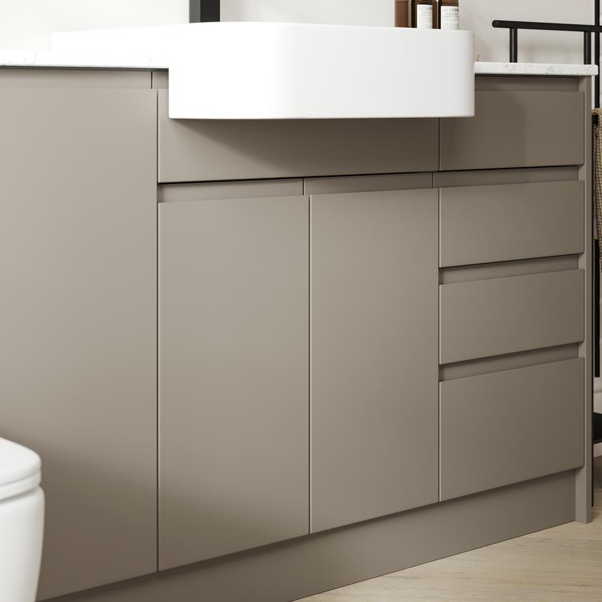 Clerkenwell Super Matt Sand Grey Bathroom Frontals