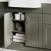 Frome Ash Green Bathroom Open Cupboards