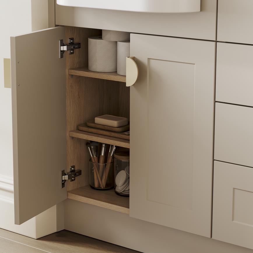 Frome Sandstone Bathroom Open Cupboards