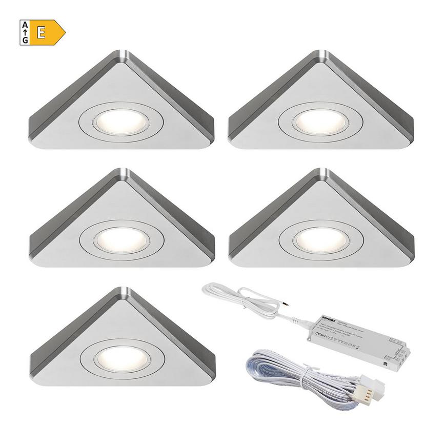 Sensio Nexus TrioTone® SE11090T0 LED Silver 1.9W 139mm Pyramid Under Cabinet Light With 15W Driver Pack of 5
