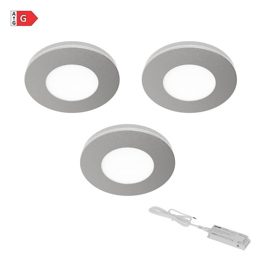 Sensio Apex Triotone® SE12090T0 LED Silver 1.5W 75.4mm Circular Under Cabinet Light With 15W Driver Pack of 3