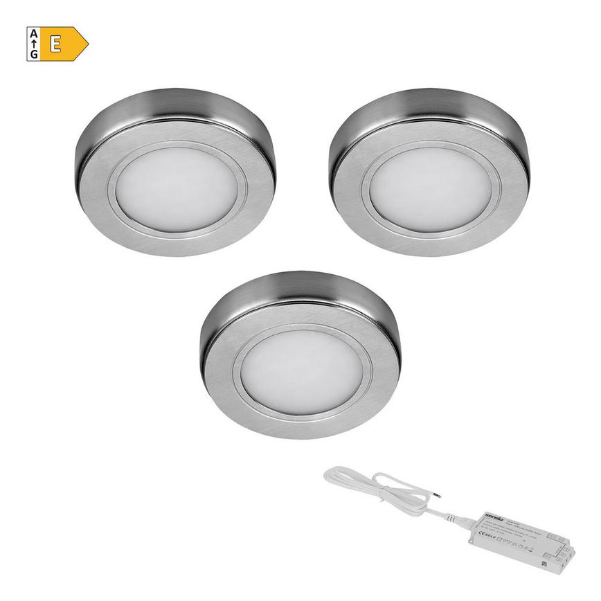 Sensio Hype TrioTone® SE21100 LED Silver 1.9W 65.5mm Circular Under Cabinet Light With 15W Driver Pack of 3