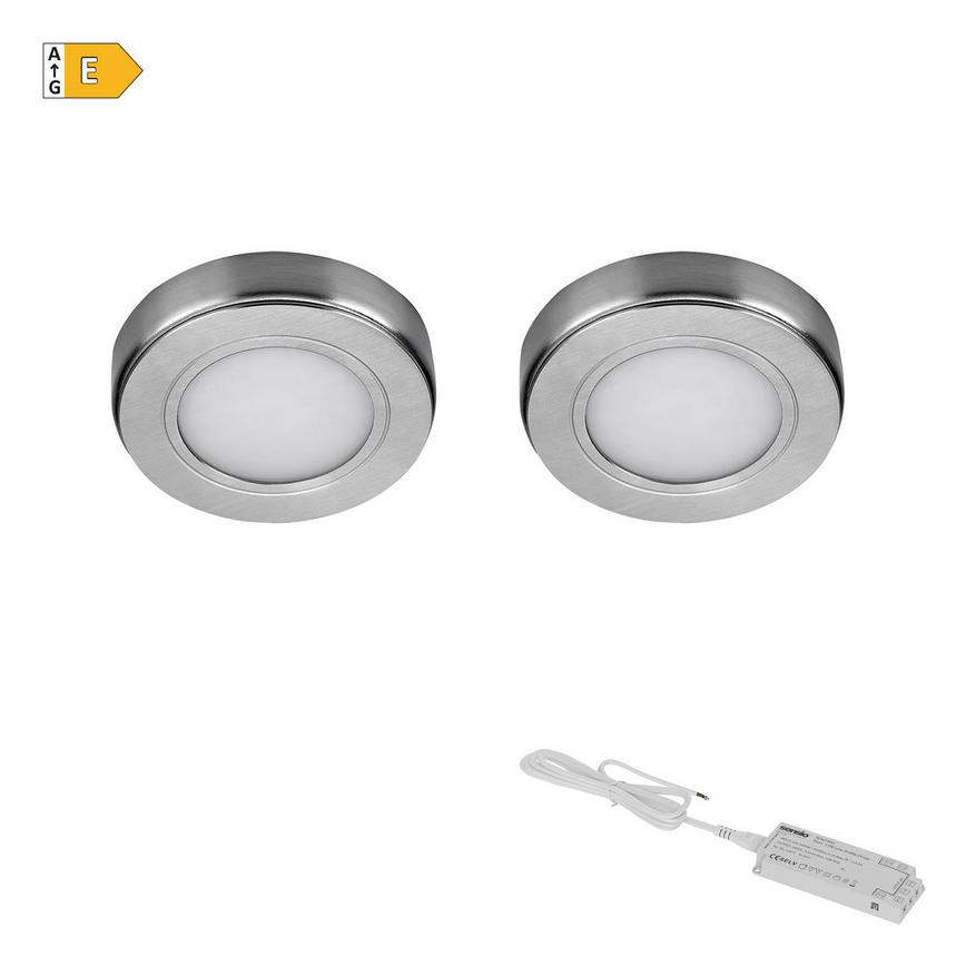 Sensio Hype TrioTone® SE21100 LED Silver 1.9W 65.5mm Circular Under Cabinet Light With 15W Driver Pack of 2