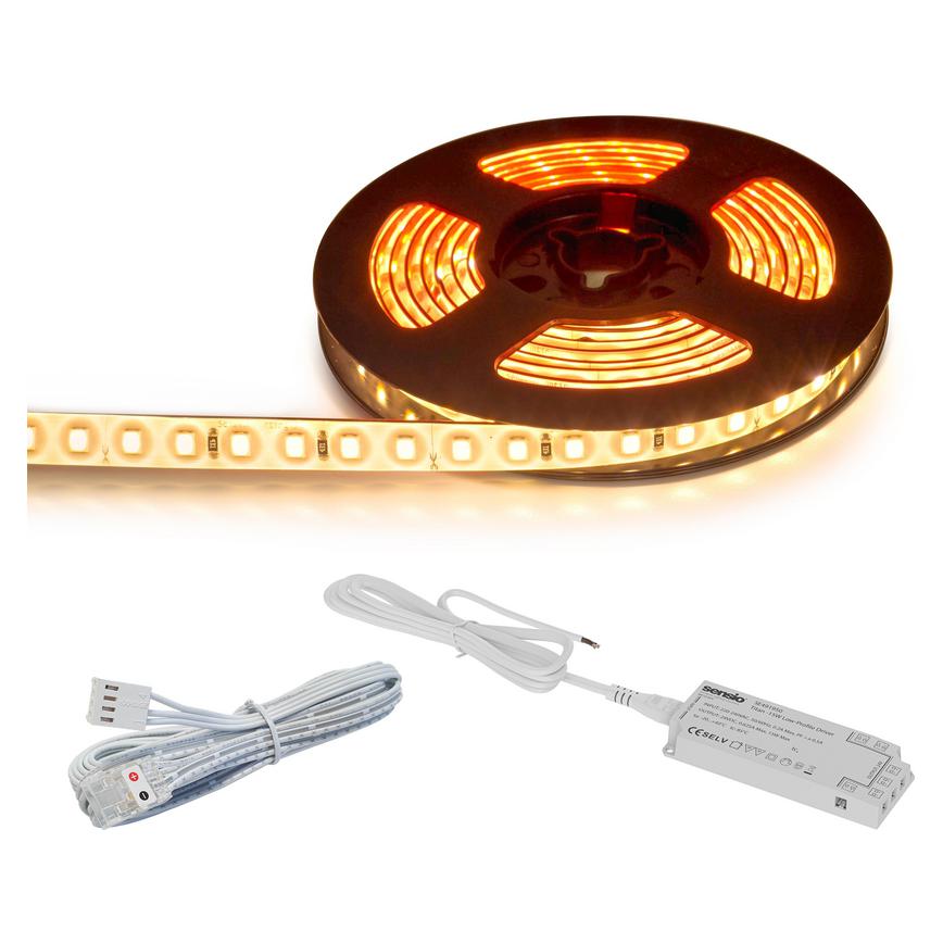 Warm White LED Flexible Strip Light with Driver and Connection Cable