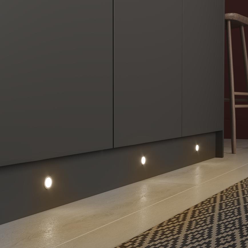 Sensio Stellar Pro SE15190P0 Silver Circular Plinth Lights Warm White