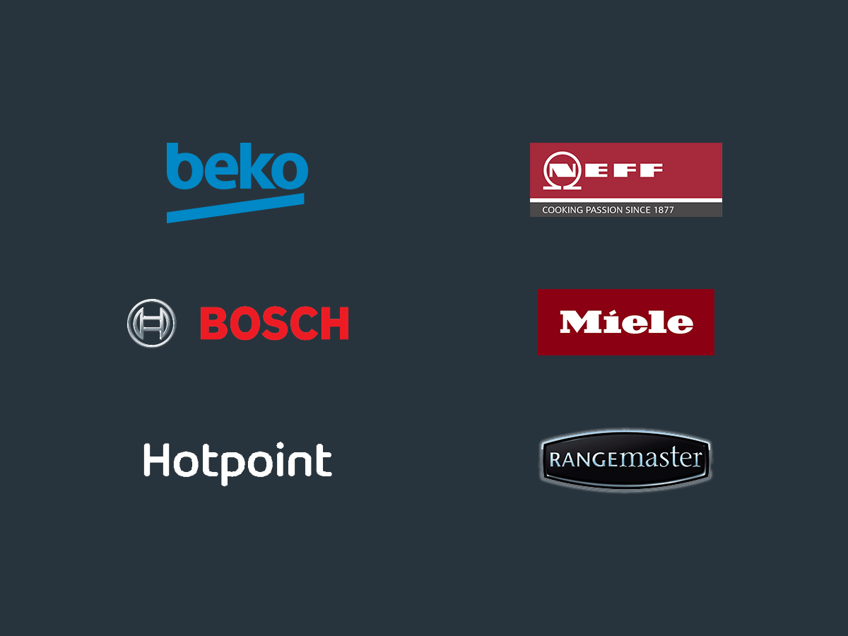Image illustration brand logos for Beko, Bosch, Hotpoint, Neff, Miele, Rangemaster