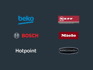 Image illustration brand logos for Beko, Bosch, Hotpoint, Neff, Miele, Rangemaster
