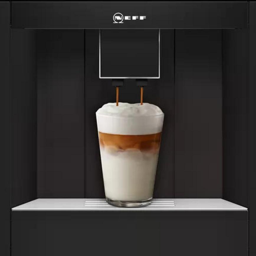A Neff coffee machine filling a cup with coffee.