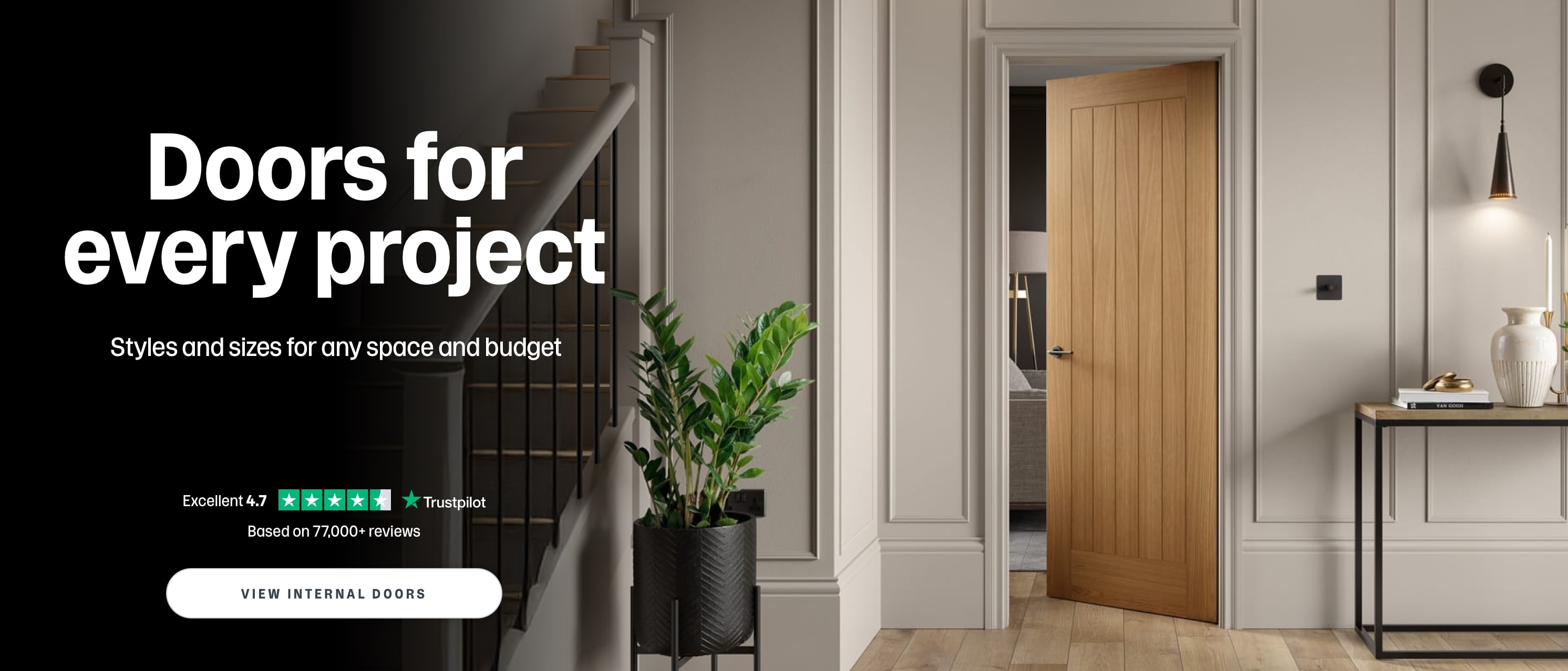 Doors for every project. Oak internal hallway door. View internal doors.