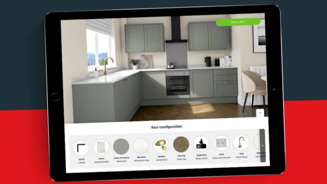 A banner screenshot for the Howdens kitchen visualiser tool