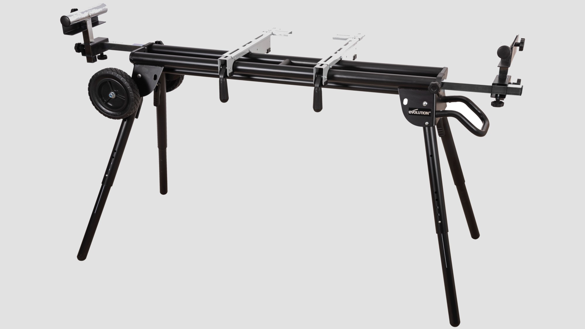 The Evolution 005-0005 Mitre Saw Stand+ on a grey background.