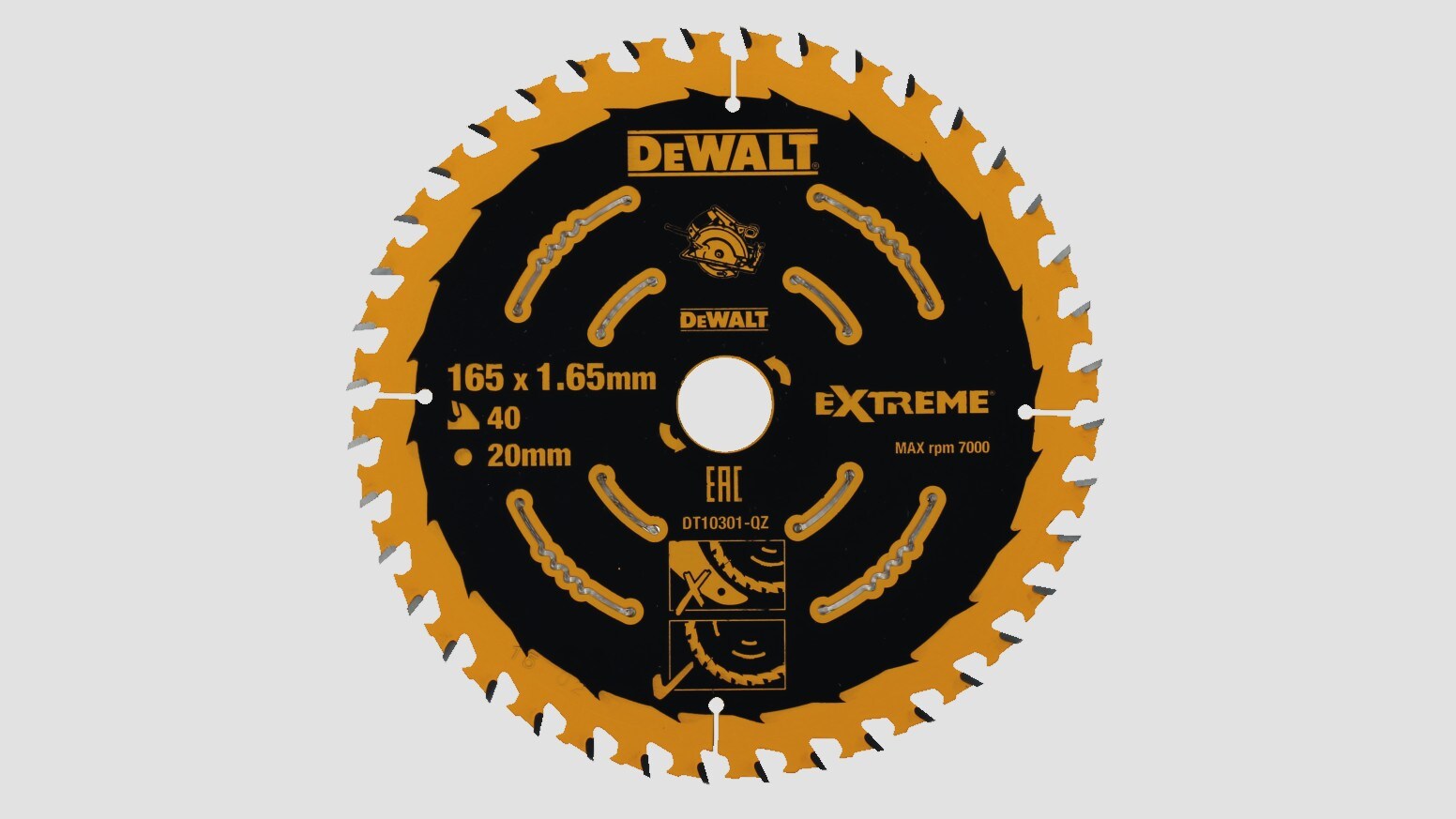 TLS5412 DeWalt Extreme Saw Blade 165 x 20mm 40T Cut-Out