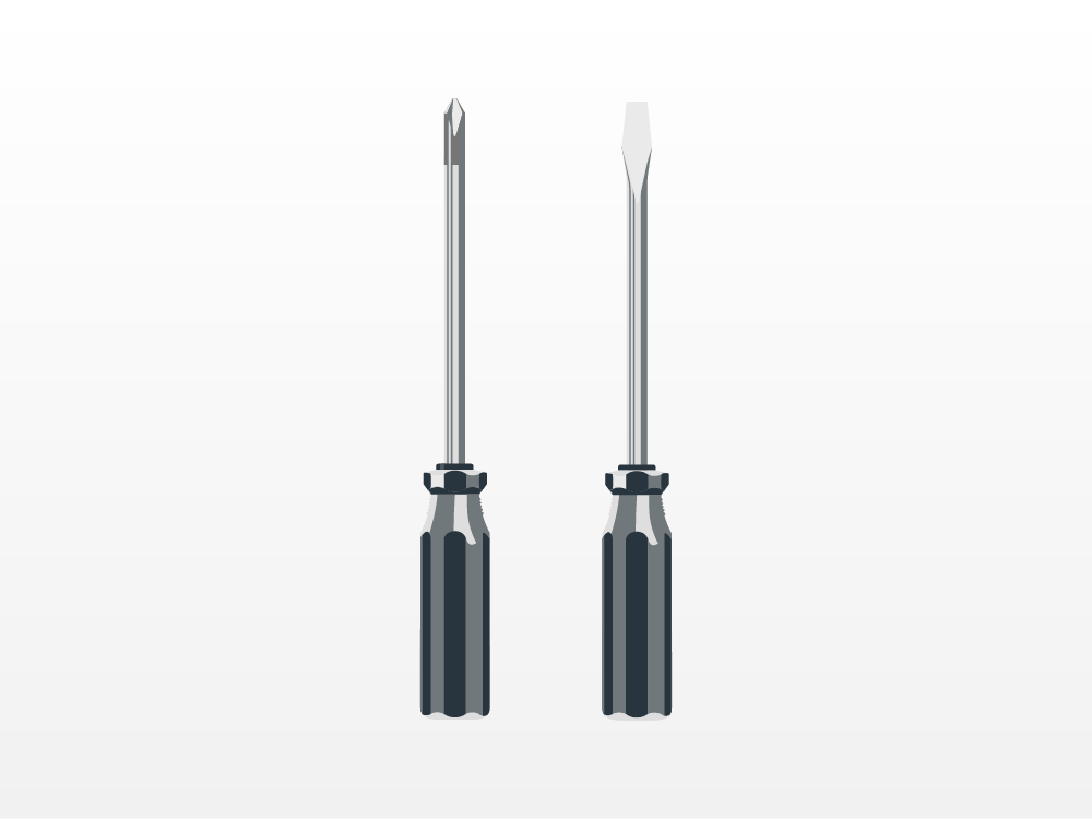 Illustration depicting two handheld screwdrivers