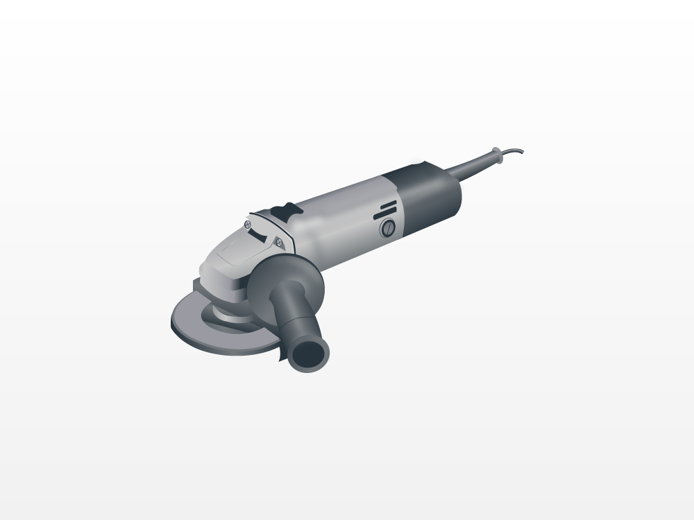 Illustration of powered angle grinder