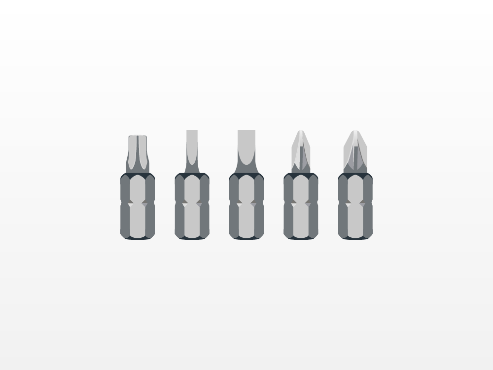 Illustration of spare screwdriver bits