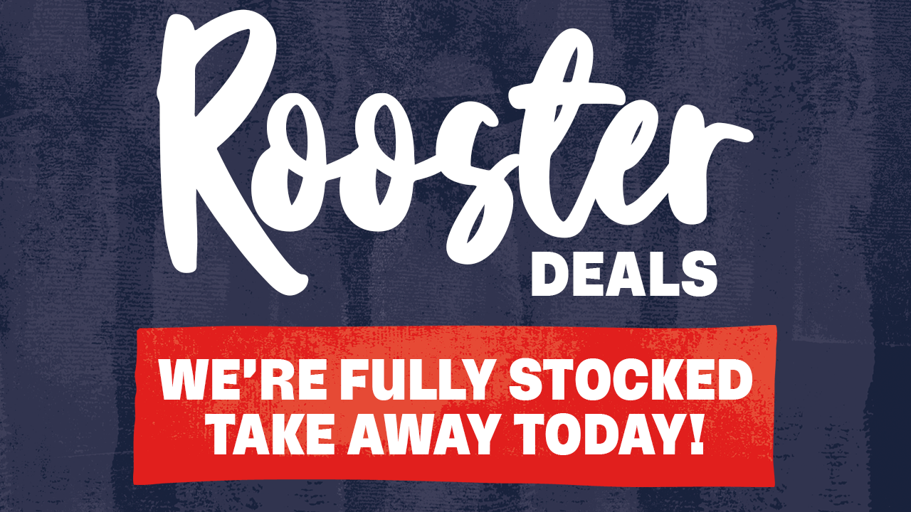 Illustration showing Rooster deals logo with a red banner underneath.