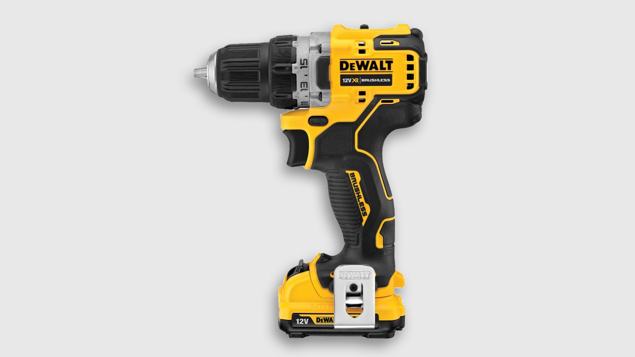 A handheld power drill.