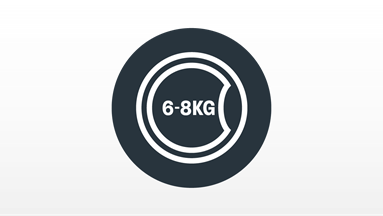 Black and white illustration of a washing machine door with a 6kg icon.