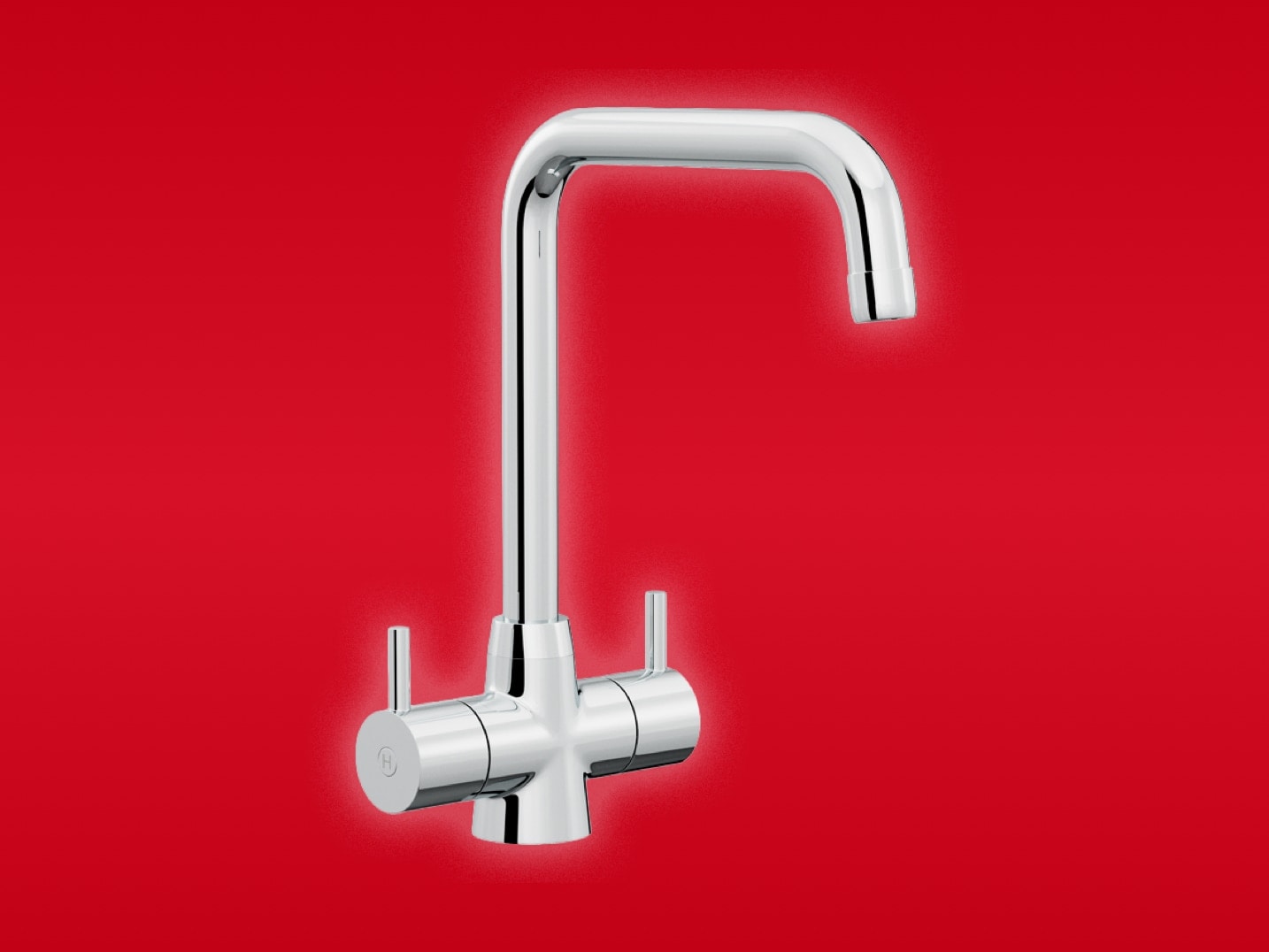 Chrome angled dual leaver kitchen tap
