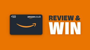 An Amazon £50 gift card on a Howdens Review & Win banner