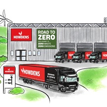Illustration of a Howdens factory with a truck outside it
