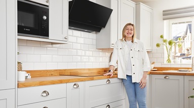Ellen White stood in her Howden's kitchen, in front of a window