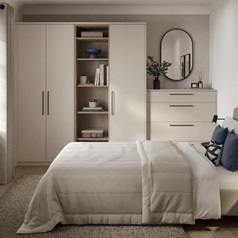 A small, modern fitted bedroom from Howdens