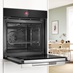 Bosch Black Single Electric Oven Series 8 Open Side View