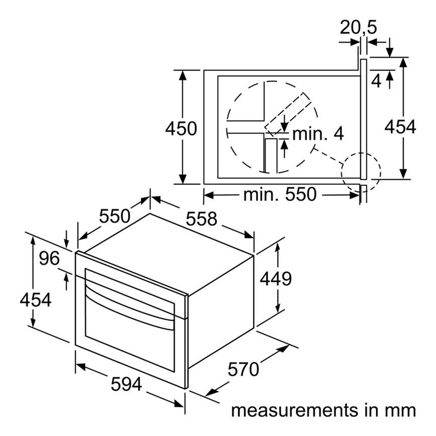 Bosch N50 CMA583MS0B Built In 45cm Stainless Steel Combination Microwave Sketch