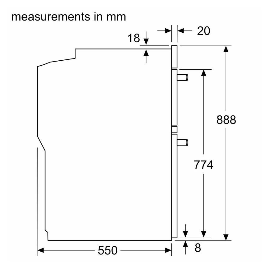 Bosch Serie 4 MBS533BS0B Stainless Steel Built In Double Multifunction Oven Sketch