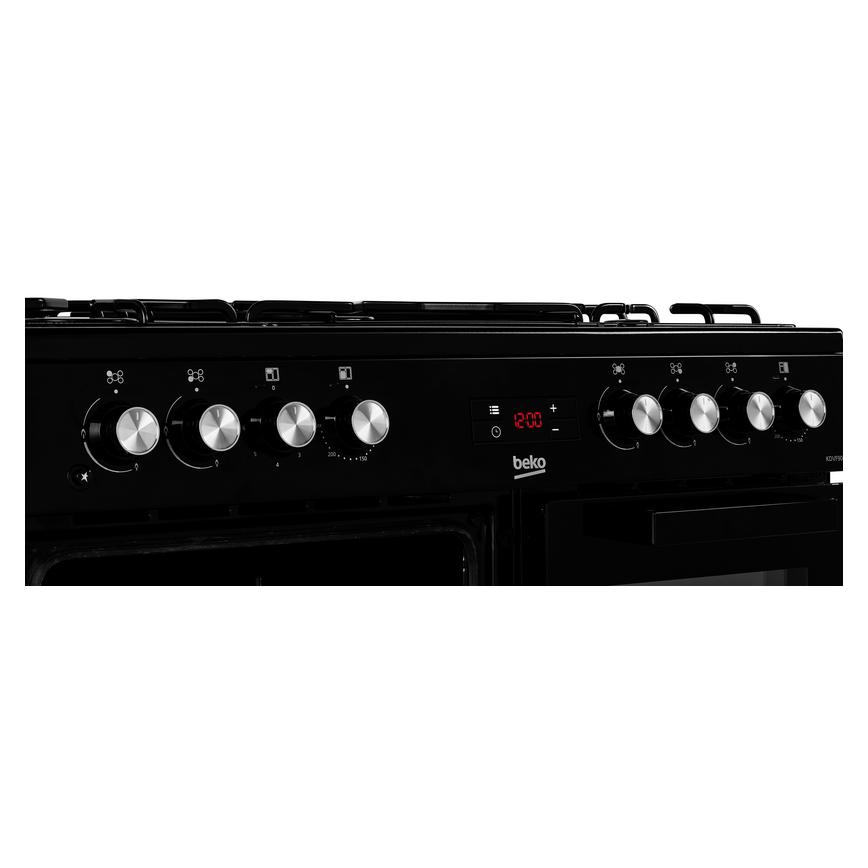 Beko KDVF90K 90cm Dual Fuel Black Range Cooker Control Panel