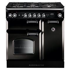 Rangemaster 90cm Dual Fuel Black Range Cooker