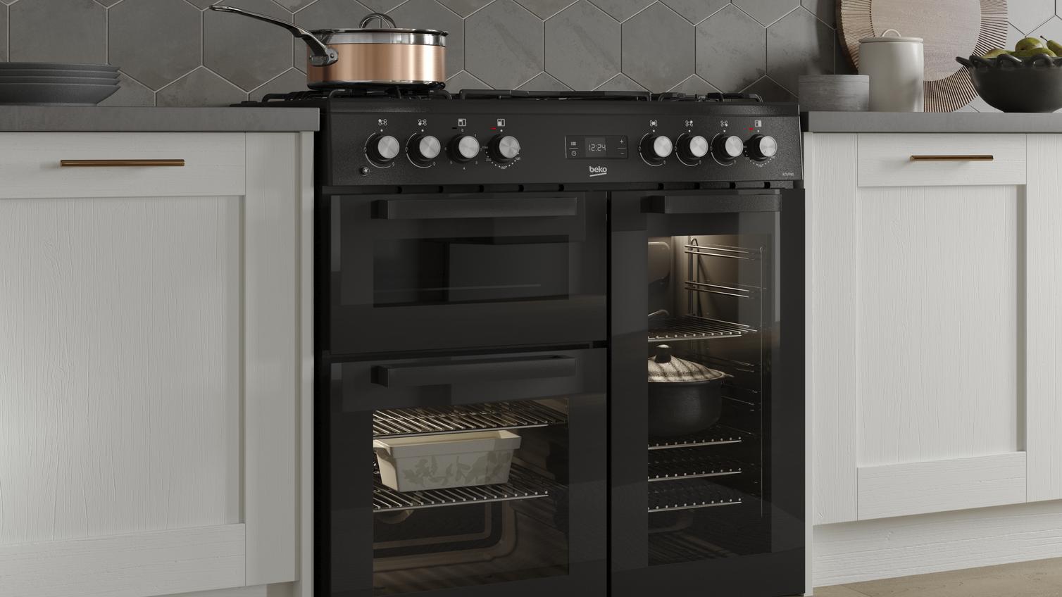 Beko KDVF90K 90cm Dual Fuel Black Range Cooker
