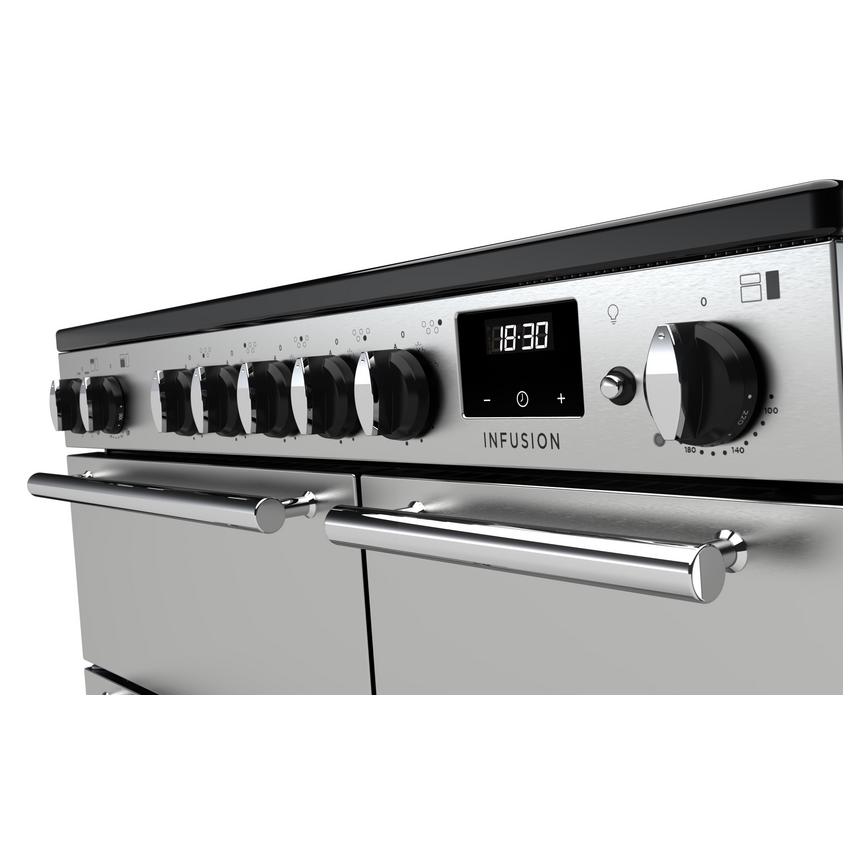 Rangemaster Infusion INF90EISTST/CM1 Freestanding Electric Fan 90cm Stainless Steel Range Cooker Control Panel