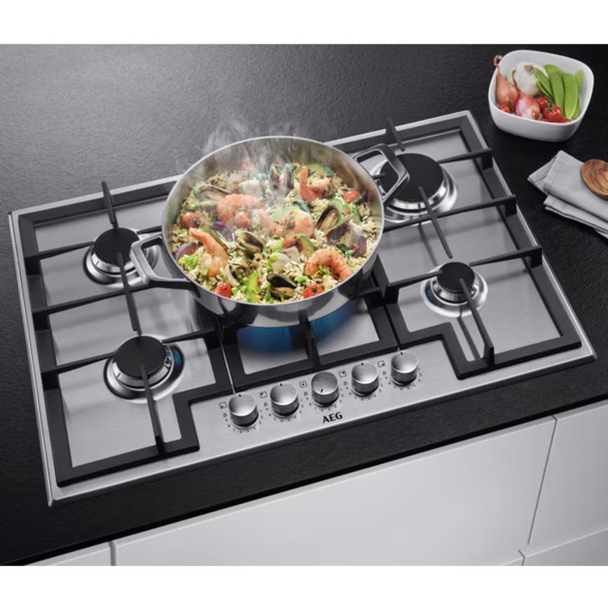 AEG 75cm Stainless Steel Gas Hob