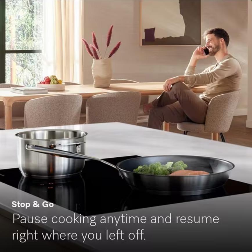 Miele Black 80cm 6 Zone Flex Ind Hob Stop & Go