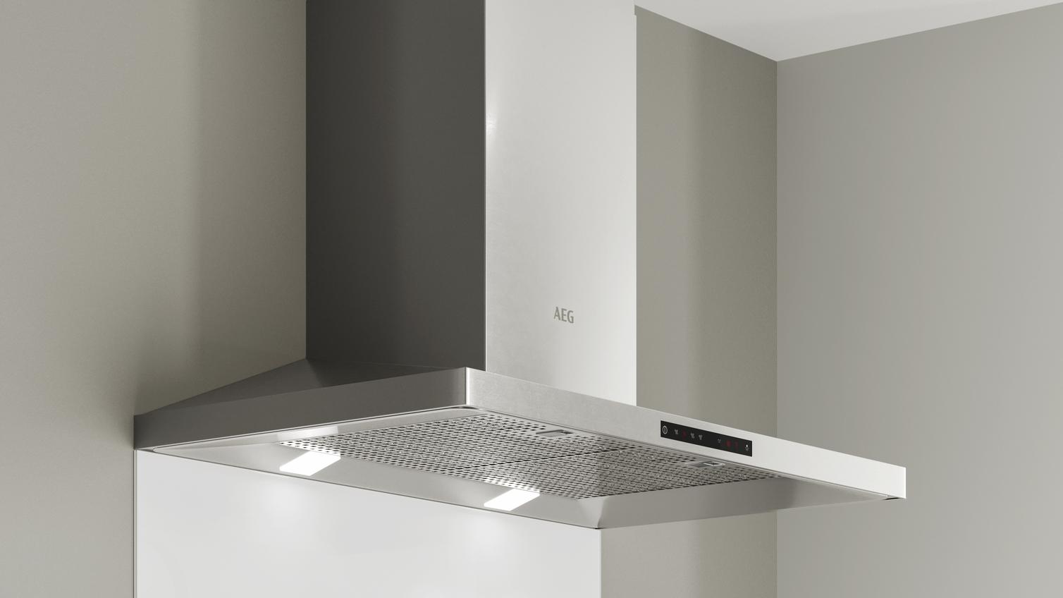 AEG DKB5960HM 90cm Stainless Steel Chimney Cooker Hood In Use