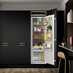 Integrated White Fridge Fridge Open Featuring Hockley Black