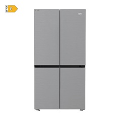 Beko GN446224VPS Freestanding Stainless Steel American Fridge Freezer Door Closed Energy Rating E