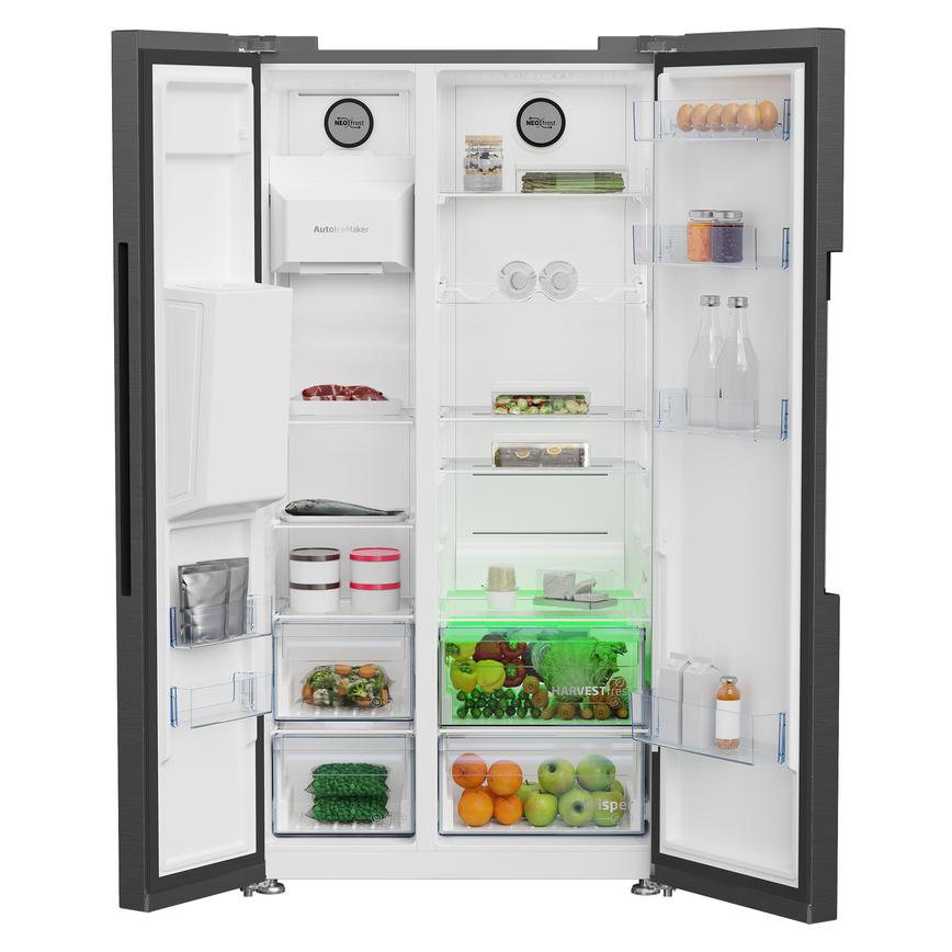 Beko Freestanding 60 / 40 Black American Fridge Freezer IceMaker