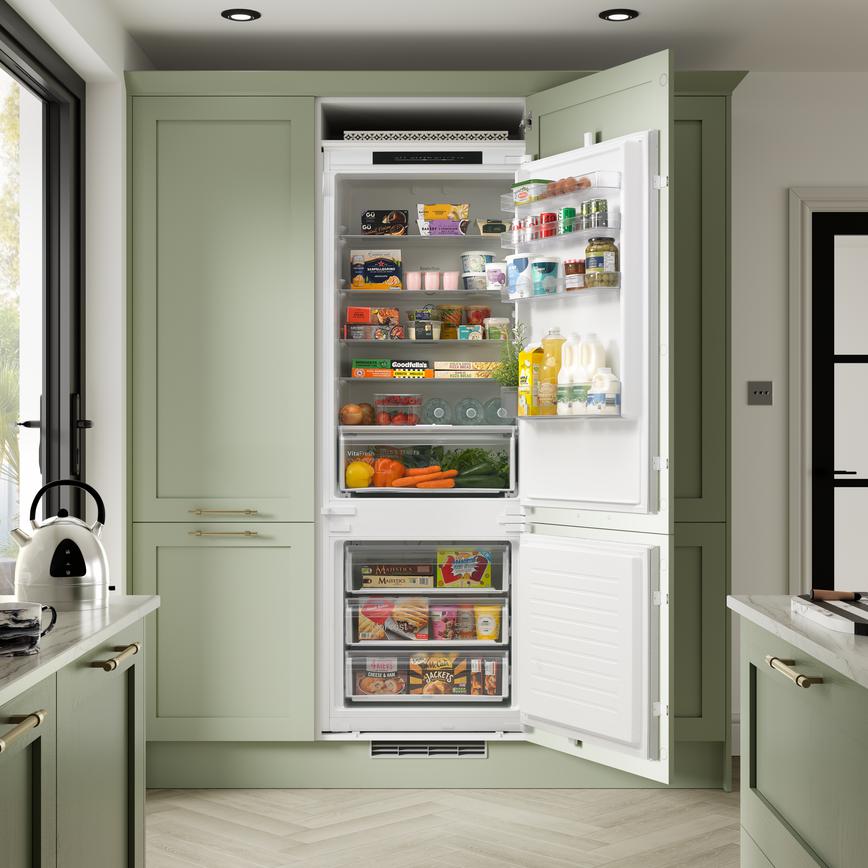 Bosch Extra Wide Integrated Fridge Freezer Featuring Chilcomb Sage Green