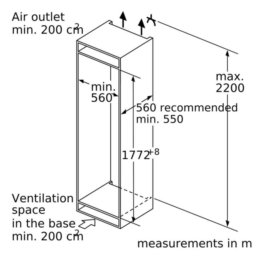 Bosch Series 4 Integrated white freezer Sketch
