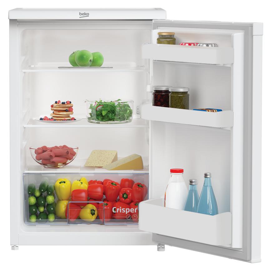Beko UL4584W Freestanding White  Larder Fridge Door Open