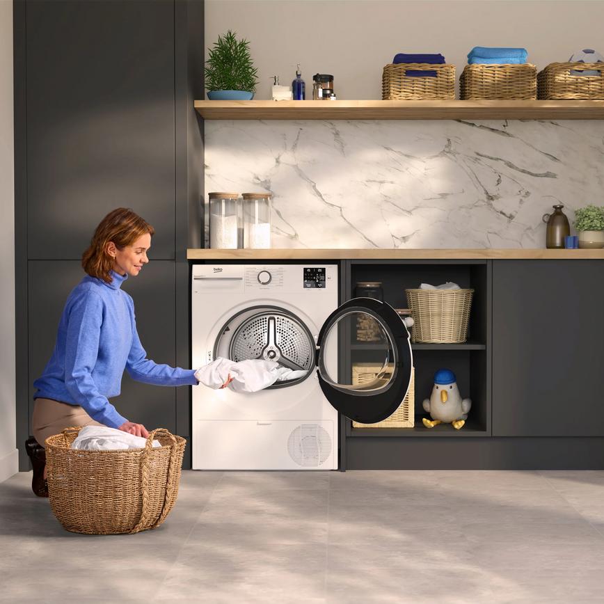 Beko Freestanding 8kg White Heat Pump Dryer  Open