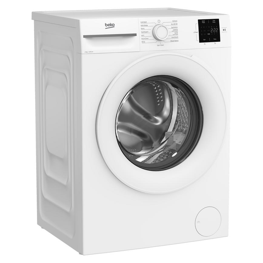 Beko B100 BM1WT3821W Freestanding 8kg 1200rpm White Washing Machine Side Angle View