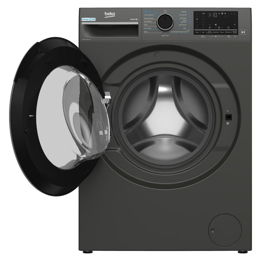 Beko BPRO700 B5W59411AG Freestanding 9kg 1400rpm Black Washing Machine Door Open