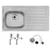 Lamona Single Bowl Right-Hand Drainer Sink (2 Tap Holes) and Lamona Chrome Pillar Taps Package