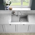 Single Bowl Reversible Inset Composite Grey Compact Kitchen Sink Alvo Brushed Nickel Swan Neck Pull Out Kitchen Tap